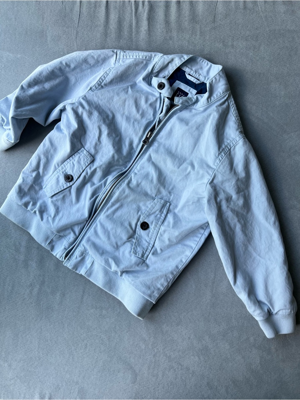 Light Blue Cotton GAP Bomber Jacket - Pale Blue Zip Front size 4T